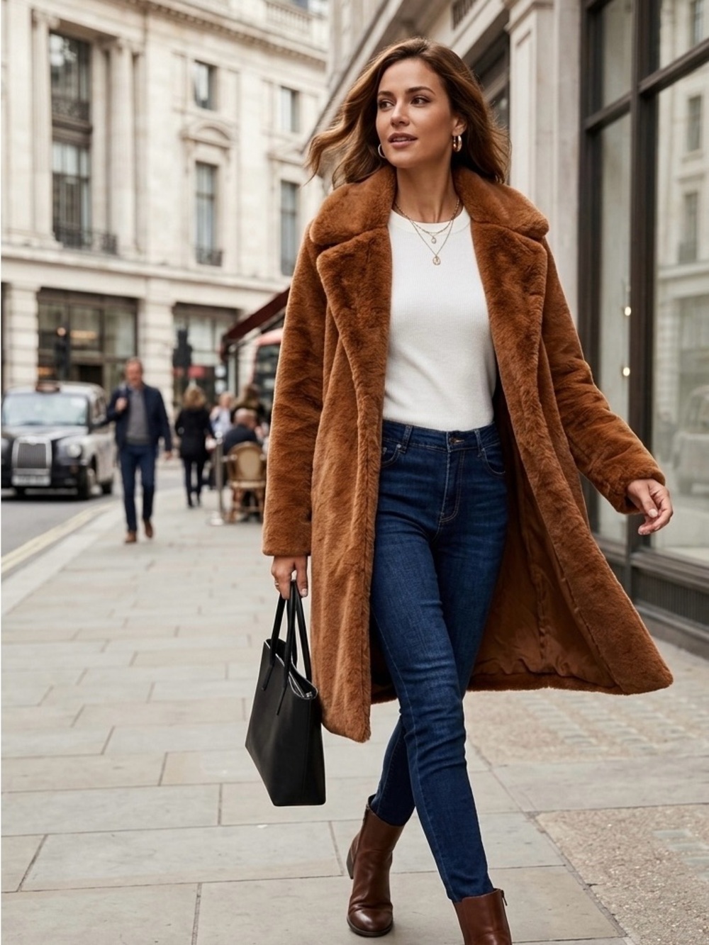 Calvin Klein Brown Faux-Fur Coat - Women's Plush Winter Jacket